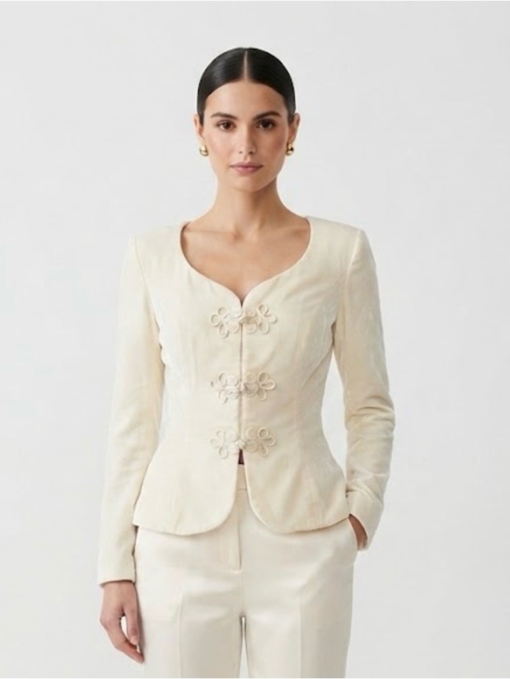 Vintage Watters and Watters Cream Velvet Formal Jacket Size 2